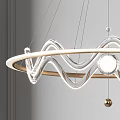 Modern Wavy Circular Chandelier with Hanging Wires and Central Light Source 3d model