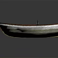 Classic Wooden Boat With Traditional Design Wooden Seats And Paddle On Dark Surface
