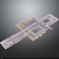 Architectural Building Layout Model With Cross Shaped Structure And Floor Plans