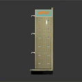 Retail Display Shelf With Multi Tier White Shelves Blue Side Panels And Grid Backboard