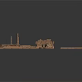 Ancient Architectural Ruins 3D Model With Brown Stone Platforms And Towers