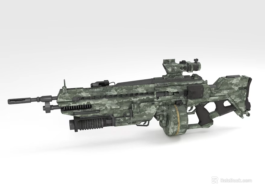 Modern Military Rifle With Camouflage Design And Tactical Scope For Combat Operations 3d model 