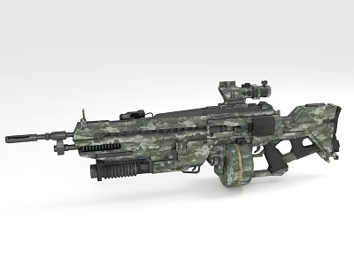 Modern Military Rifle With Camouflage Design And Tactical Scope For Combat Operations 3d model