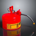 Red Safety Gas Cylinder Equipment With Valve Hose And Yellow Label