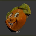 Adorable Orange Cartoon Shaped Decorative Household Item With Smiling Face And Green Leaves