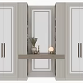 Elegant Modern Interior Design With White Cabinets Mirror Console Table And Decorative Plants 3d model