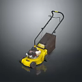 Yellow Gas Powered Lawn Mower With Black Handle And Wheels For Grass Cutting