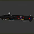 Black 3D Aerospace Bomber Model With Four Propellers And Wing Emblems