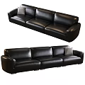 Modern Large Black Leather Sectional Sofa with Checkered Decorative Pillow 3d model