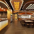 Modern Restaurant Interior Design With Stylish Lighting Tables Chairs And Bar Counter