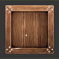 Square Wooden Crate With Natural Wood Grain And Metal Rivet Details