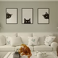 Modern Living Dining Room With White Coffee Table TV Cabinet Ceiling Fan And Large Windows