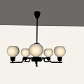 Modern Five Globe Chandelier With Creamy White Glass Shades And Silver Metal Frame