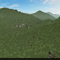 Gorgeous Lush Green Mountain Forest Landscape Under Clear Blue Sky With Winding Valley Streams
