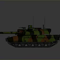 Detailed Camouflaged Military Tank With Long Cannon Barrel And Antenna Design