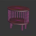 Classic Round Wooden Side Table With Two Tier Design And Vertical Slats