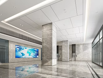 Modern Hall Lobby 3d model