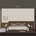 Modern Minimalist Bedroom Interior With Platform Bed Nightstands Table Lamps And Wall Art