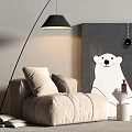 Modern Lazy Sofa Single Sofa Side Floor Lamp Decorative Painting 3d model