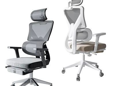 Office Chairs With Ergonomic Mesh Back Two Styles Black Gray White Beige Rolling Wheels 3d model
