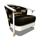 Elegant Black Single Sofa With White Frame Gold Legs And Tufted Design 3d model