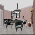 Elegant Hotel Mahjong Room Interior With Pink Walls Sofa And Comfortable Chairs