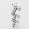 Modern Geometric Floating Staircase With Abstract Minimalist 3D White Design Elements 3d model