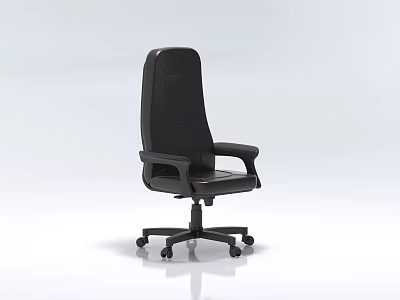 Black Single Office Chair With High Back Armrests And Swivel Wheels 3d model