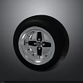 Car Tire And Wheel Rim Component With Black Rubber And Silver Alloy Design