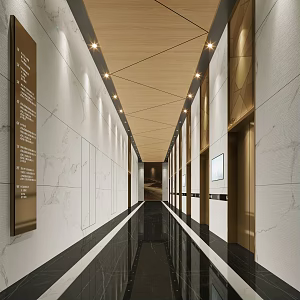 Light Luxury Elevator Hall 3d model