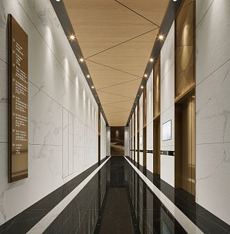 Light Luxury Elevator Hall 3d model