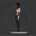 Female Fantasy Character With Arm Guards Standing By Mythical Creature On White Base