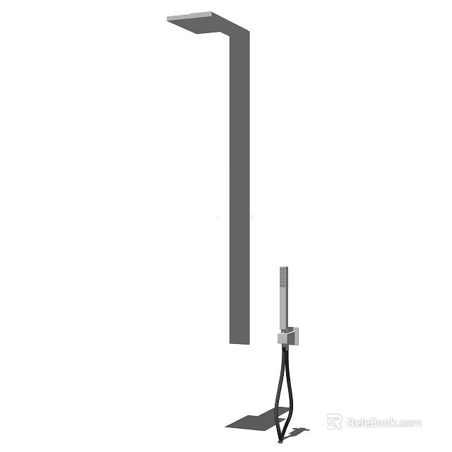 Modern Chrome Shower System With Vertical Panel Handheld Sprayer And Black Hose 3d model