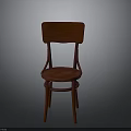 Elegant Red Wooden Chair With Curved Backrest Round Seat And Curved Legs