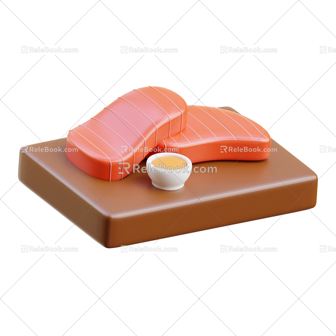 Modern Salmon Sashimi Cartoon Salmon Sashimi Cartoon Food 3d model