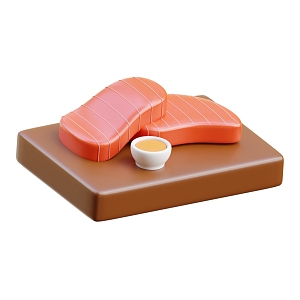 Modern Salmon Sashimi Cartoon Salmon Sashimi Cartoon Food 3d model