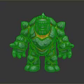 3D Fantasy Stone Creature Character With Lava Red Patterns And Rock Textures