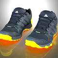 Adidas Dark Running Shoes With Yellow Soles And Three Stripes Design For Outdoor Traction