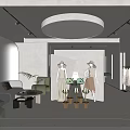 Modern Clothing Store Interior With Mannequins Sofa Potted Plants And Clothes Racks
