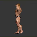 Muscular Man Flexing Biceps In Black Briefs Showcasing Muscular Physique On Dark Background 3d model