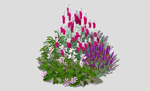 Modern shrubs, shrubs and flowers 3d model