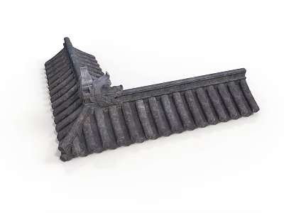 Traditional Chinese Architectural Roof Eaves With Ornate Tile Design And Carved Details 3d model