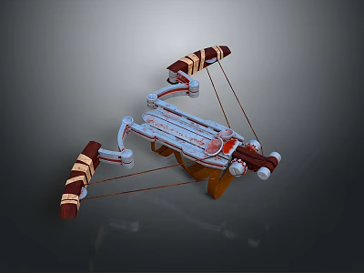 Red And White Crossbow Weapon With Wooden Metal Parts And Elaborate Design 3d model