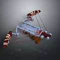 Red And White Crossbow Weapon With Wooden Metal Parts And Elaborate Design