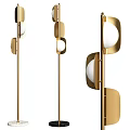 Modern Golden Floor Lamp With Sleek Geometric Design And White Globe Shade