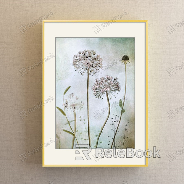 Modern Plant Painting Grey Bedroom Plant Flower Decorative Painting model