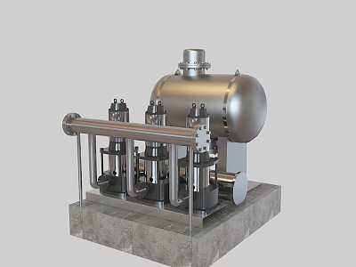 Industrial Equipment With Metal Storage Tank And Multiple Pumps On Concrete Base 3d model