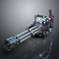 3D Rendered Military Aircraft Featuring Mounted Gatling Gun Weapon System Details