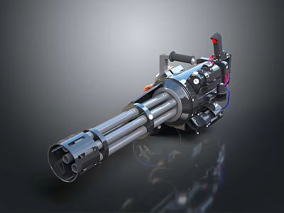 3D Rendered Military Aircraft Featuring Mounted Gatling Gun Weapon System Details 3d model
