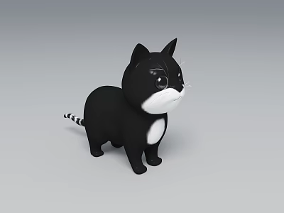 Black Reptile With White Chest And Tail Tip Standing On Gray Background 3d model